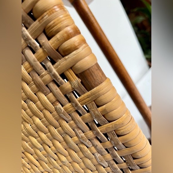 VTG Cane Stool Plant Stand Woven Boho Wood Bohemian Decor Vintage - Picture 7 of 10